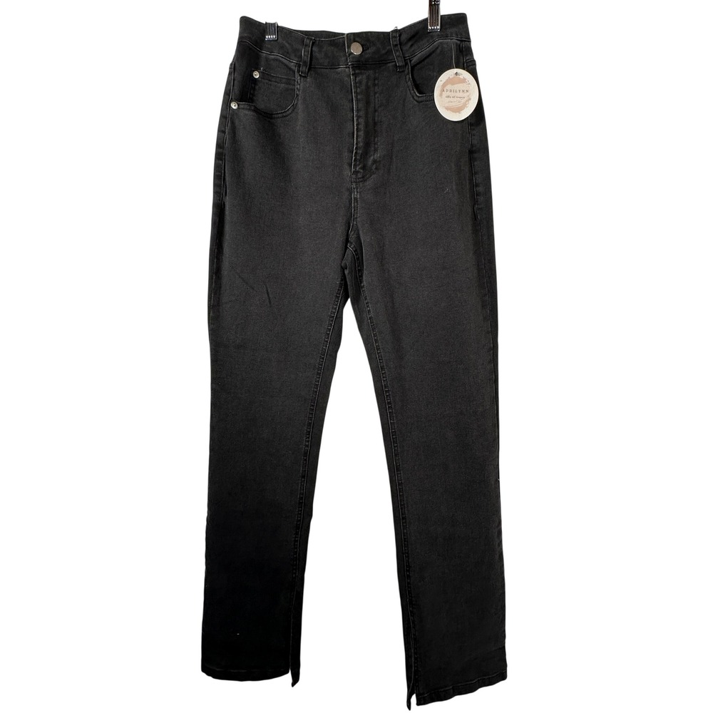 High Rise Black Straight Leg Bentley Split Hem Jeans Small Madison The Label NWT